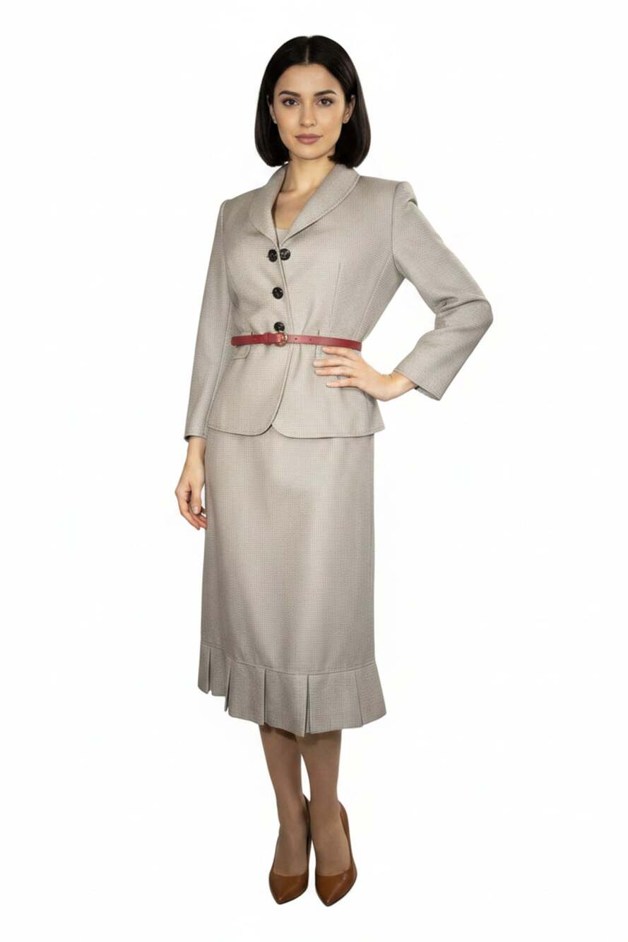 Tahari Arthur S. Levine Skirt Suit with  Belted Blazer & Gilly Top